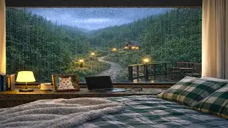 Cozy Rainy Bedroom Ambience (Rain on Glass) | Sleep ASMR | 3 Hours