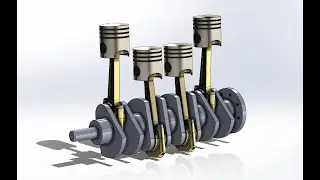 SOLİDWORKS 2021 4 PİSTONLU MOTOR ÇİZİMİ