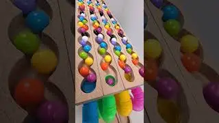 marble Run Race ASMR #247 Wooden Wave Course Colorful Marbles   #marblerun #marblerunrace #asmr