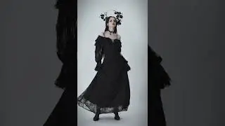 Darkinlove Gothic Off-the-Shoulder Ruffled Lace Splice Prom Dress  DW1011