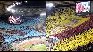 Curva Sud e Curva Nord, le coreografie prima del derby Roma-Lazio 1-1