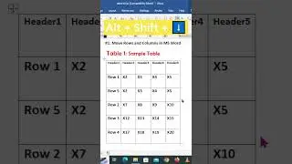 How to move rows and columns in MS Word Table  #msword #microsoftoffice #mswordtable