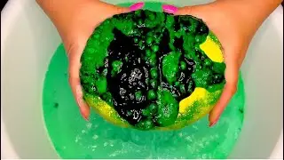 ASMR 💛💚 PROPER, BATH POWDER,RECYCLED PASTE, 2 SPONGES SQUEEZING & RINSING 💚💛