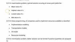 Some objective type questions of Operation Research // simplex method and transportation problem