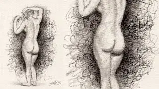 Classic Nude Drawing Sketch Demo with a Charcoal Pencil