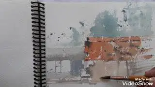 Plein Air Watercolor Sketch , Old Hut - Side of the Home Garden ,Sanjeewee&nbsp;senevirathna