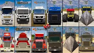 17MAN EURO VS RAMP VS SEMI VS MONSTER TRUCK IN GTA 5 VS TEARDOWN VS BEAMNG - WHICH IS BEST ?