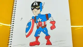 How to draw Captain America quickly and easily?🎨💙🤍&hearts;️.
