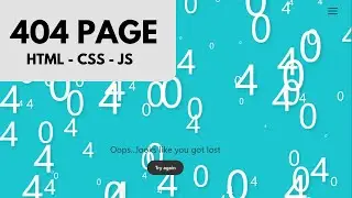 How To Create 404 Page by Using (HTML - CSS - JS) | 404 Page