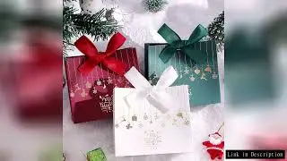 10-Piece Christmas Gift Box with Bow, Santa Claus Sleigh and Reindeer Pattern, Holiday Candy Gift Ba