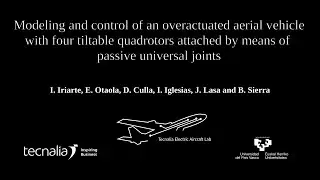 An overactuated aerial vehicle with four tiltable quadrotors attached by means of universal joints