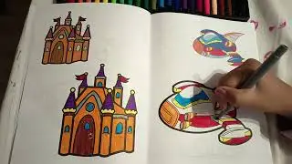 😆🖌️ Diversi&oacute;n Creativa: Ni&ntilde;os Pintando Palacio y Nave Espacial 🏰🚀🎨