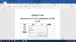 Shortcut Key to Do Calculation in Ms Word