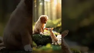 Tiny Puppy, Tiny Bunny&hellip; Big Friendship!&rdquo;#PuppyAndBunny #CuteMoment #AnimalFriendship #SweetScene