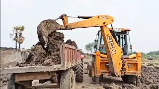 JCB making for Lake | JCB loading Mud in Massey Ferguson tractor @DEVENDAR_PATEL