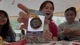 baking cake and opening pokemon cards