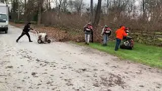 Redmax, Fradan and Little Wonder blowing leaves