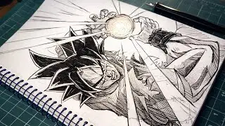 How to Draw Goku Ultra Instinct | Ink Drawing ASMR | No Talking Anime Art
