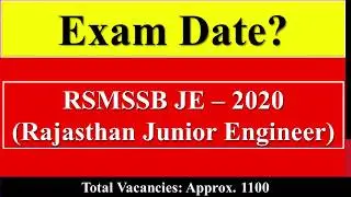 RSMSSB Rajasthan Junior Engineer Exam Date 2020