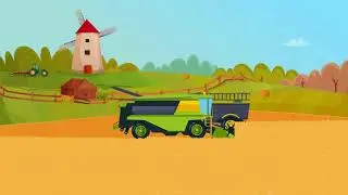 Bauernhof, Traktor und M&auml;hdrescher animation f&uuml;r Kinder