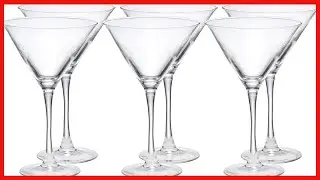 Amazon Basics Chelsea Martini Glass Set, 10-Ounce, Set of 6