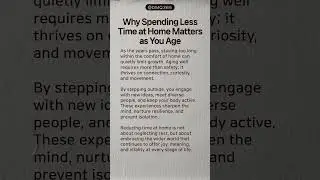 Why Spending Less Time at Home Matters as You Age #motivation #quotes #shorts #tricks #psychology