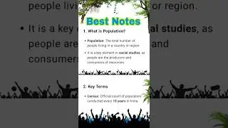 Class-9th NCERT Geography Chapter-6 POPULATION #notes #class9 #exam #viral #education #best