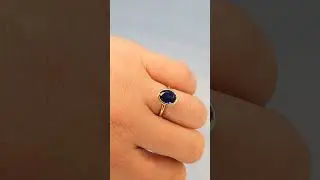 Oval Lab Sapphire Ring | 14k Yellow Gold Bezel Set Ring | Blue Sapphire Engagement Ring