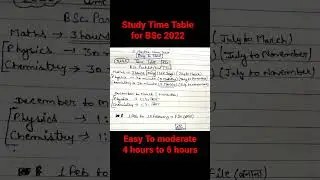 |Study Time Table for BSc 2022|