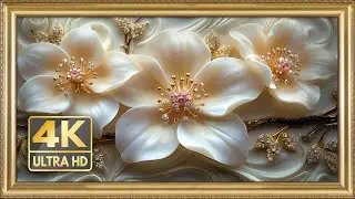White Roses Garden Vintage Oil Painting | Framed Art Screensaver for you TV | Screensaver Tv flowers