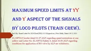 Maximum Speed Limits at YY & Y aspect of the signals by LP