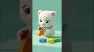 Cute White Bear Learning Shapes | Fun Kids Video with Bright Blocks & Ladybugs
