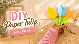DIY Tulips 🌷 flowers |how to make tulips flowers with color paper|Easy origami tulips 