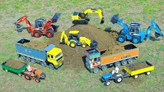 JCB 5cx fully loading river sand Tata 4823 truck | Gadi wala JCB | Toys JCB and truck Cartoon 3dx