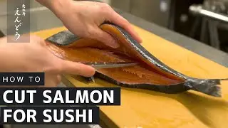 How to cut Salmon (Sakura Masu) for Sushi | Japan Sashimi Filleting | 恵比寿えんどう Ebisu Endo EP10