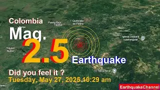 Weak Mag. 2.5 Earthquake (unconfirmed) - Northern Colombia on Tuesday, May 27, 2025, at 10:29 am (