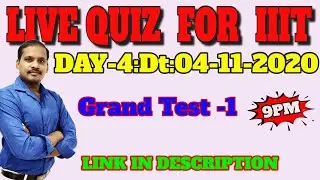 AP IIIT  2020 Live Quiz // Day-4  ( 04 -11-2020) // NTSE Live Quiz //1st Grand Test