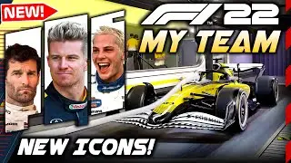 F1 22 Gameplay FIRST LOOK MY TEAM CAREER: NEW ICONS! Hulkenberg, Webber & Villeneuve! New HQ Events!