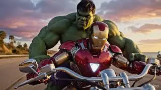 Halku and Iron man riding a bike #ai #aihulk #aibikeriding #aishorts #viral