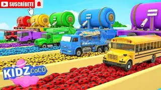 🚗🔄 Big Tyres Cars! Ball Splash Changes Water & Vehicle Colors 💦🎨 | @KidzCoCo-m9u 