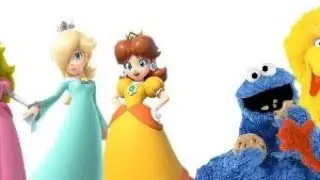 Peach, Rosalina, Daisy, Cookie Monster, Big Bird & Elmo 
