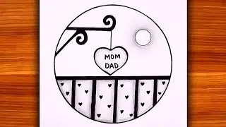Circle mom and dad drawing easy ll circle scenery drawing ideas