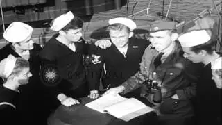 Blinking lights, semaphore, and signal flags used aboard LST (Landing Ship, Tank)...HD Stock Footage