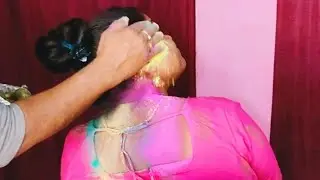HAPPY HOLI 🖍️ long hair play by man ❤️ oily long hair play#hairpullingprank#longhair