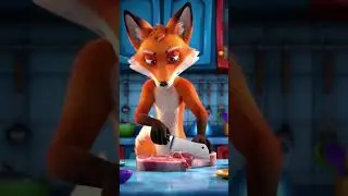 Fox in the Kitchen: Animated Short - Cutting Meat#fox #animation #cook#meat #funny #shorts  #cartoon