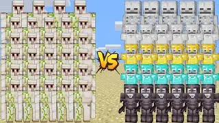 GOLEM ARMY VS EVERY SKELETON &ndash; GOLEM FAMILY VS SKELETONS BOSSES | FIGHT MINECRAFT BATTLE