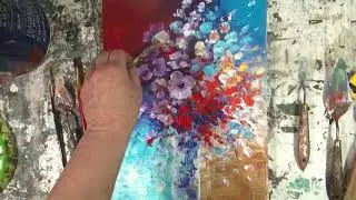 How to paint flowers in a modern impasto style demo with acrylics and palette knife techniques