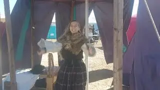 Misty Posey, seed pod percussion at Kerrville Renaissance Festival 1-18-25