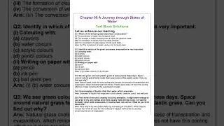 Class 6: Ch-8 A Journey through States of Water | Curiosity Science| New NCERT Textbooks Solutions