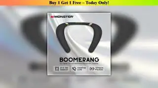 Exclusive Monster Boomerang Neck Band Bluetooth Speaker 3D Stereo Sound Neckband Speaker IPX7 Water